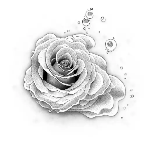 one rose with petals that turn into ocean waves, ocean waves behind rose, japanese waves tattoo design idea