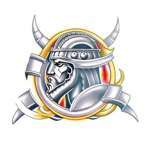 Trojan warrior with caduceus  tattoo design idea