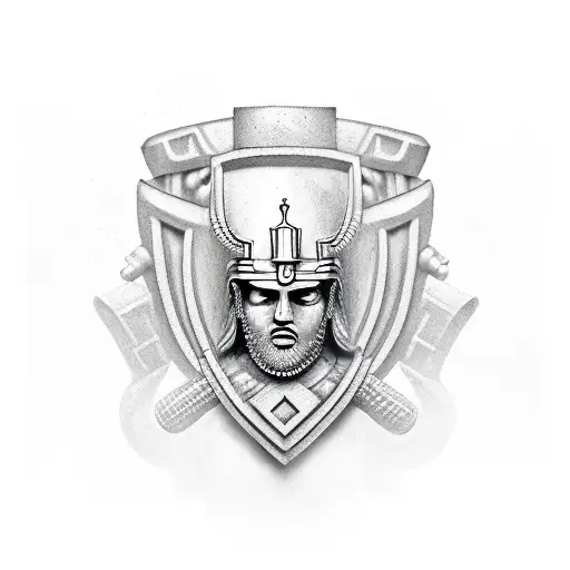 Trojan warrior with caduceus  tattoo design idea