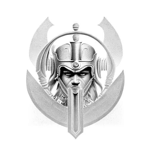 Trojan warrior and caduceus  tattoo design idea