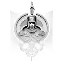 Trojan warrior with caduceus  tattoo design idea