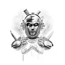 Trojan warrior with caduceus  tattoo design idea