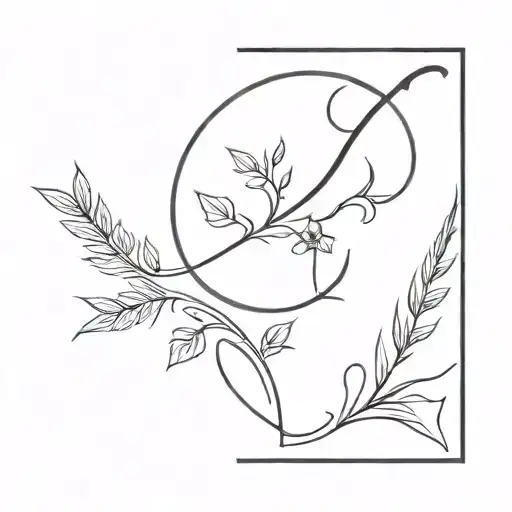 Design a minimalist tattoo featuring a plough and needle intertwined, reflecting the harmony between farming and sustainable fashion design tattoo design idea