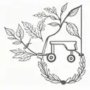 Design a minimalist tattoo featuring a plough and needle intertwined, reflecting the harmony between farming and sustainable fashion design tattoo design idea