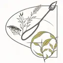 Design a minimalist tattoo featuring a plough and needle intertwined, reflecting the harmony between farming and sustainable fashion design tattoo design idea