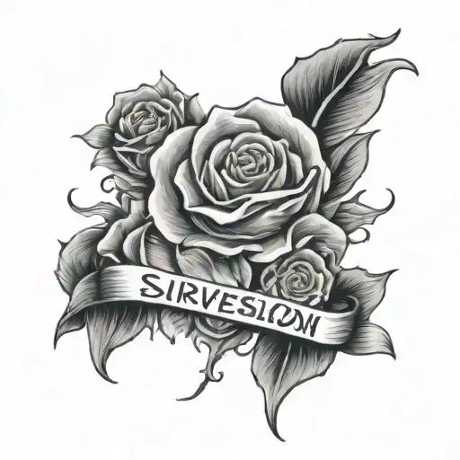 Survive depression hard times tattoo design idea