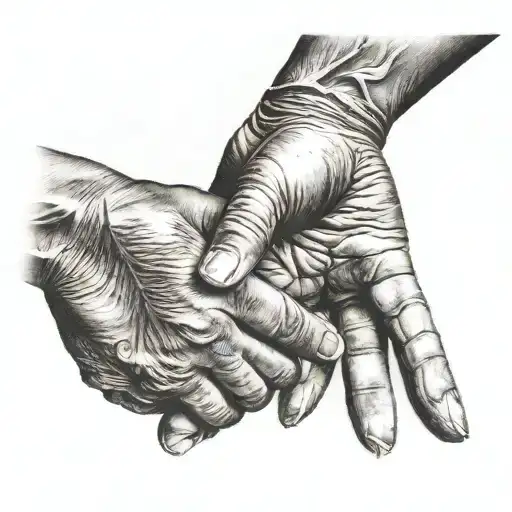 Firm and manly handshake, detailed tattoo design idea