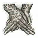 Firm handshake, detailed, slightly veiny hands tattoo design idea