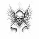 half angel half devil skull tattoo design idea