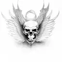half angel half devil skull tattoo design idea