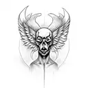 half angel half devil skull tattoo design idea