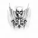 half angel half devil skeleton tattoo design idea
