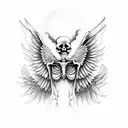 half angel half devil skeleton tattoo design idea