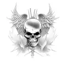 half angel half devil skeleton tattoo design idea