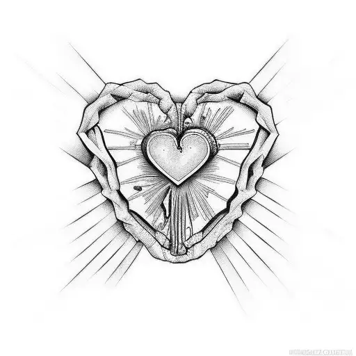 corazon real formado por dos manos cogidas tattoo design idea