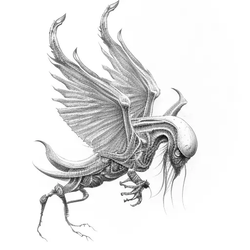 Egg Alien Movie Wings tattoo design idea