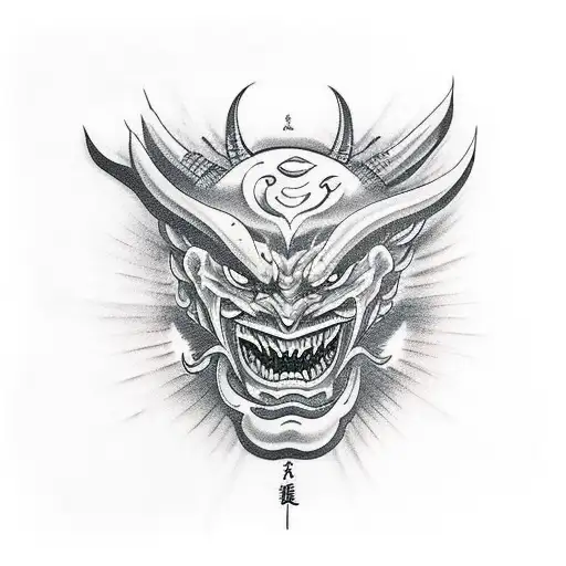 Demon face tattoo design idea