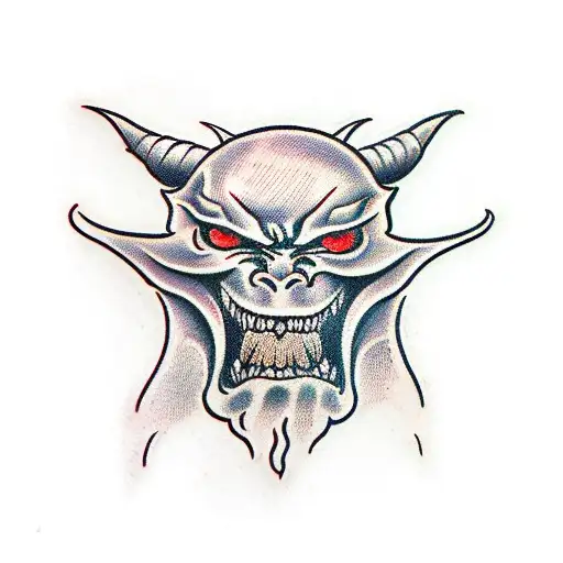 Demon face tattoo design idea