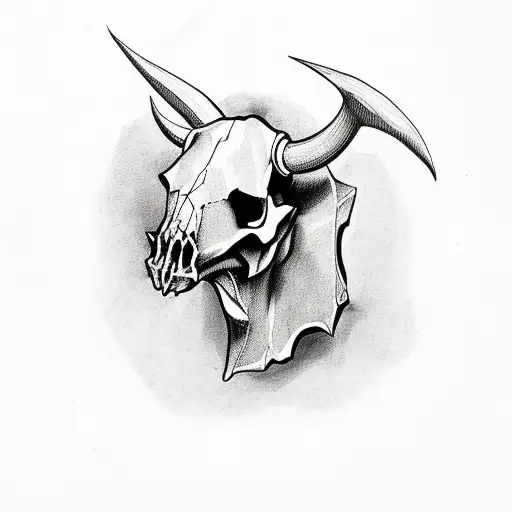 Gothic bull skull bdsm tattoo design idea