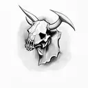 Gothic bull skull bdsm tattoo design idea