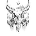 Gothic bull skull bdsm tattoo design idea