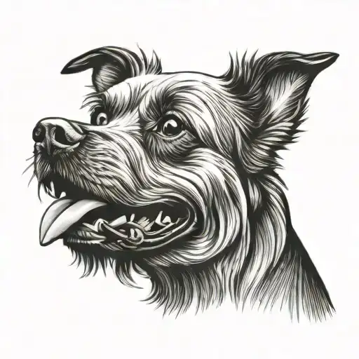yorkshire dog with tongue tattoo design idea