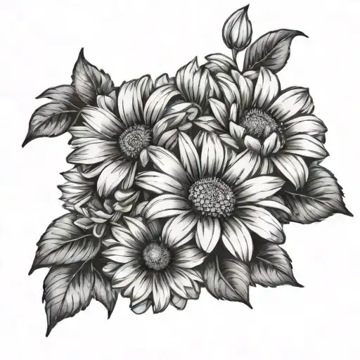 gerber daisies wrap around forearm tattoo design idea