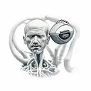 dad and son , son which play footbal tattoo design idea