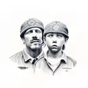 dad and son , son which play footbal tattoo design idea