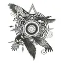 itachi with crows and Sharingan tattoo design idea