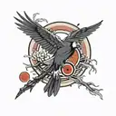 itachi with crows and Sharingan tattoo design idea