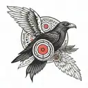 itachi with crows and Sharingan tattoo design idea