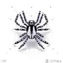 cyber y2k metallic spider with purple webs tattoo design idea