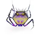 cyber y2k metallic spider with purple webs tattoo design idea