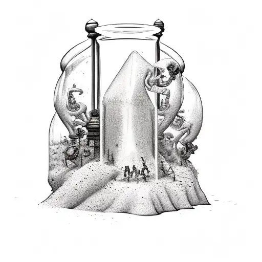 hour glass, with vintage couple on the top and sand going into a Skelton couple on the bottom  tattoo design idea