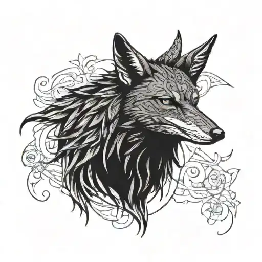 crow jackal black sleeve tattoo tattoo design idea