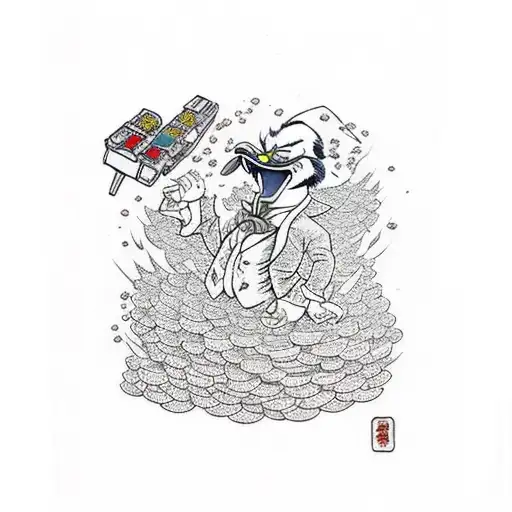 scrooge mcduck casino guns tattoo design idea