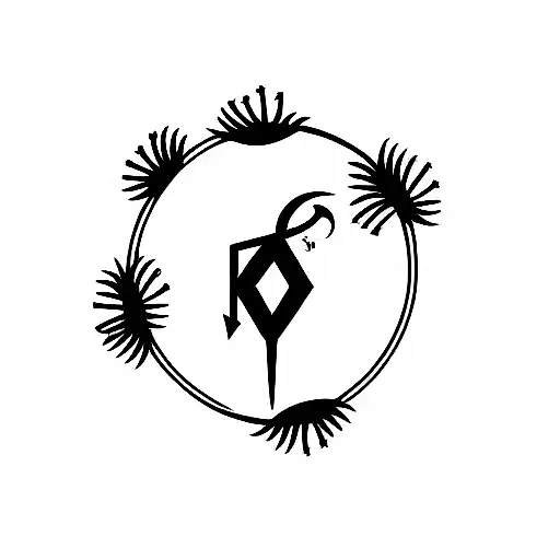 capricorn sign symbol with dandelion tattoo design idea