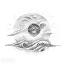 sea wave and sun  tattoo design idea