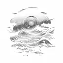 sea wave and sun  tattoo design idea