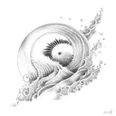 sea wave and sun  tattoo design idea