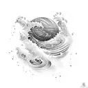 sea wave and sun  tattoo design idea