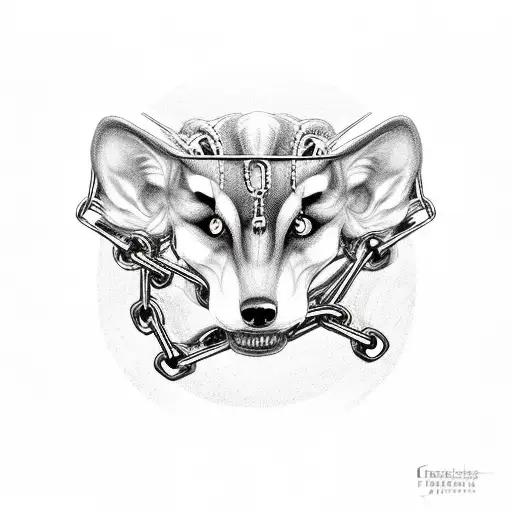 cerberus with chains and wire tattoo design idea