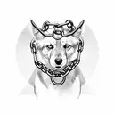 cerberus with chains and wire tattoo design idea