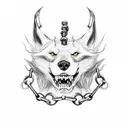 cerberus with chains and wire tattoo design idea