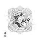 YIN ANDA YANG SAMURAI BONSAI tattoo design idea