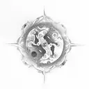 YIN ANDA YANG SAMURAI BONSAI tattoo design idea