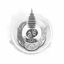 YIN ANDA YANG SAMURAI BONSAI tattoo design idea