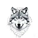 half wing balls wolf head tattoo design idea