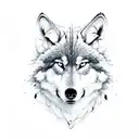 half wing balls wolf head tattoo design idea